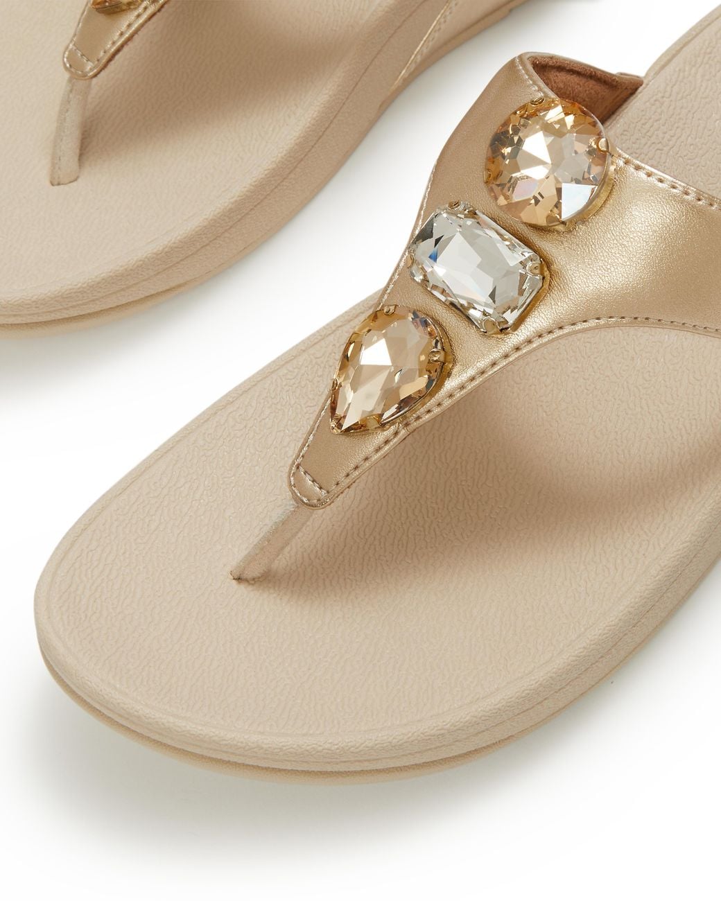 Fitflop White Lulu Ultra-Jewel Metallic Toe-Post Sandals