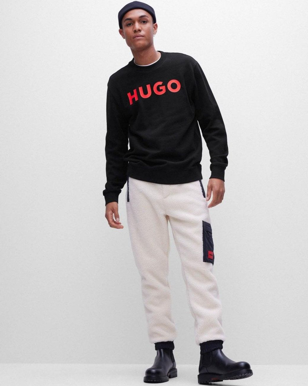 HUGO Black Dem Logo Crew Neck Sweatshirt Nos Size: L for men
