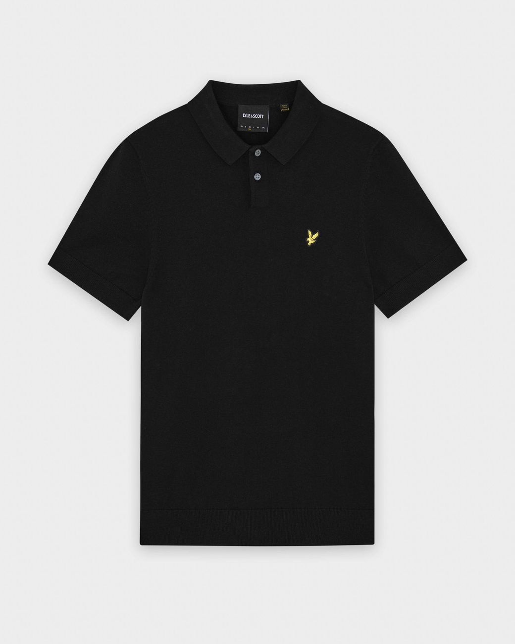 Lyle & Scott Black Cotton Knitted Polo Shirt for men
