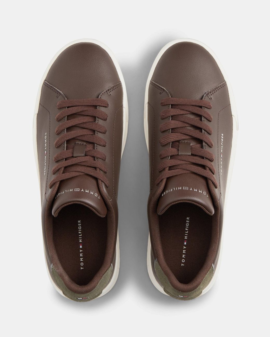 Tommy Hilfiger Brown Court Leather Detail Trainer for men
