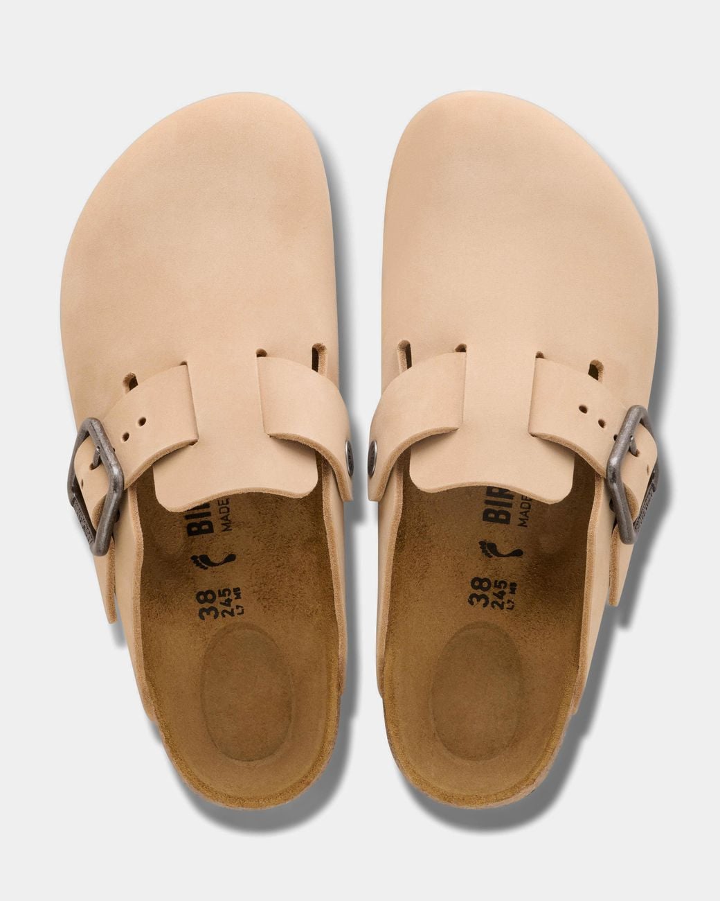 Birkenstock White Boston Wire Buckle Nubuck Leather Clogs