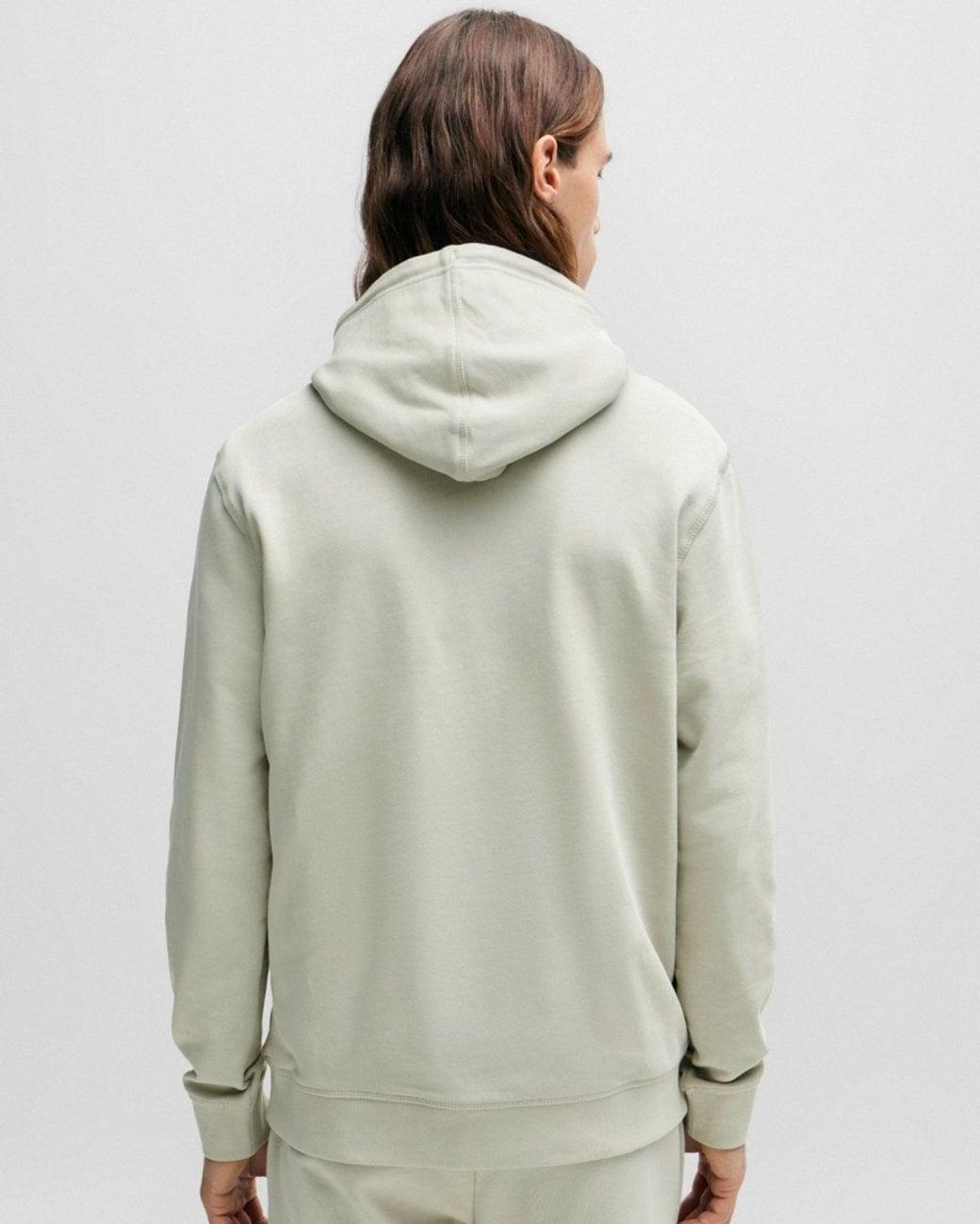 Boss Gray Wetalk Pullover Hoodie With Logo Patch for men