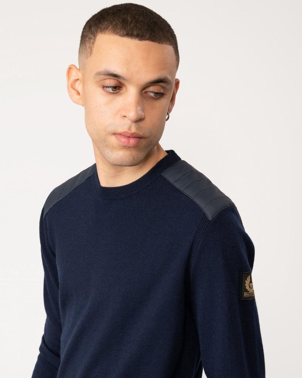 Belstaff Blue Kerrigan Merino Wool Crew Neck Jumper for men