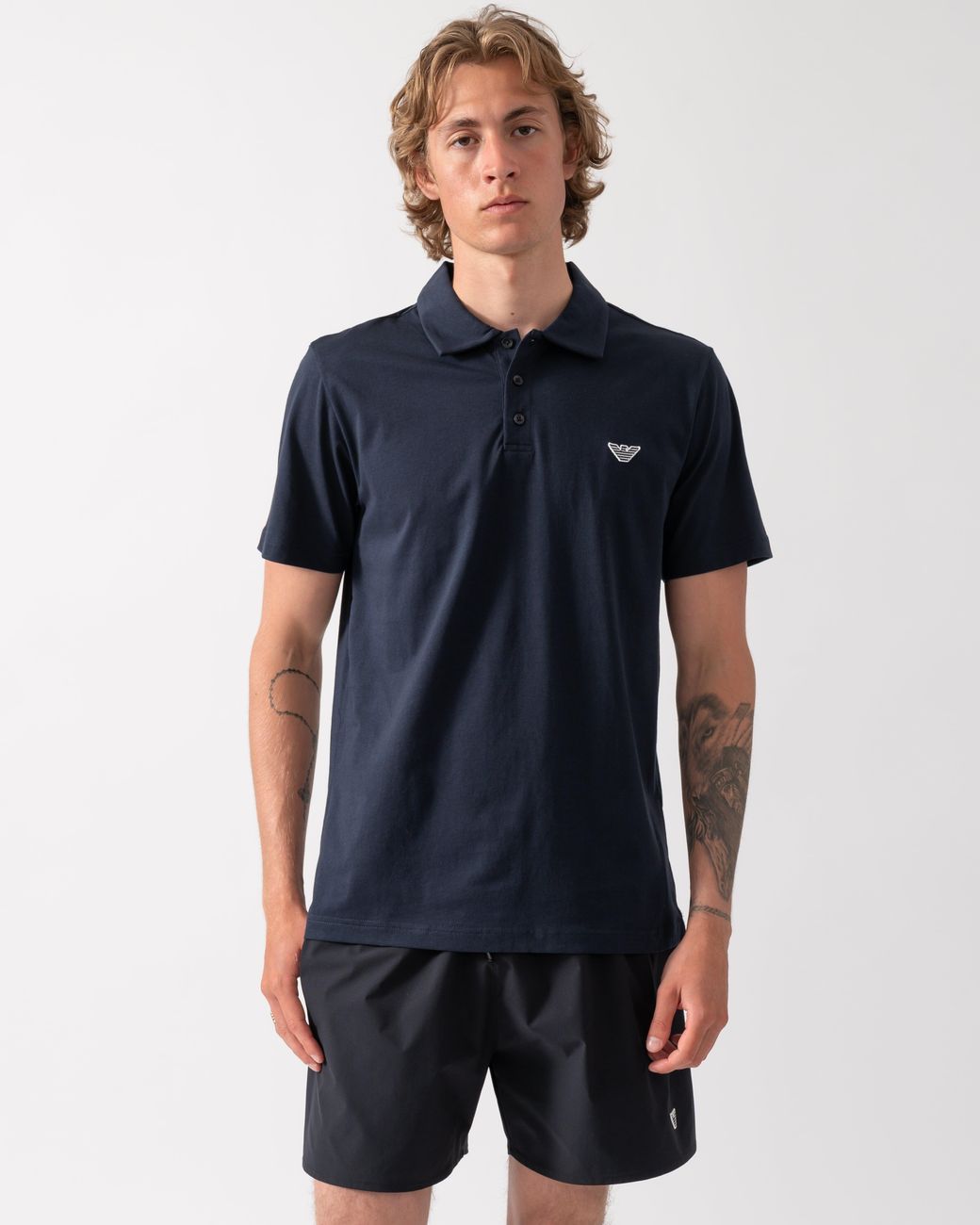 Emporio Armani Blue Beach Polo With Eagle Logo for men