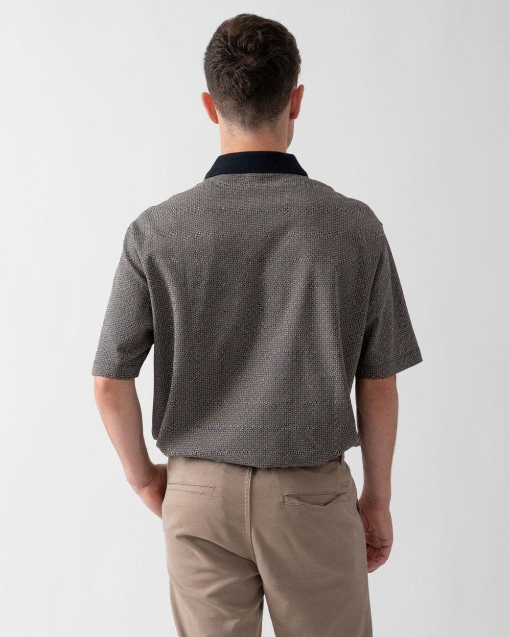 ARMANI EXCHANGE Gray Aop Logo Pattern Polo Shirt Size: M for men