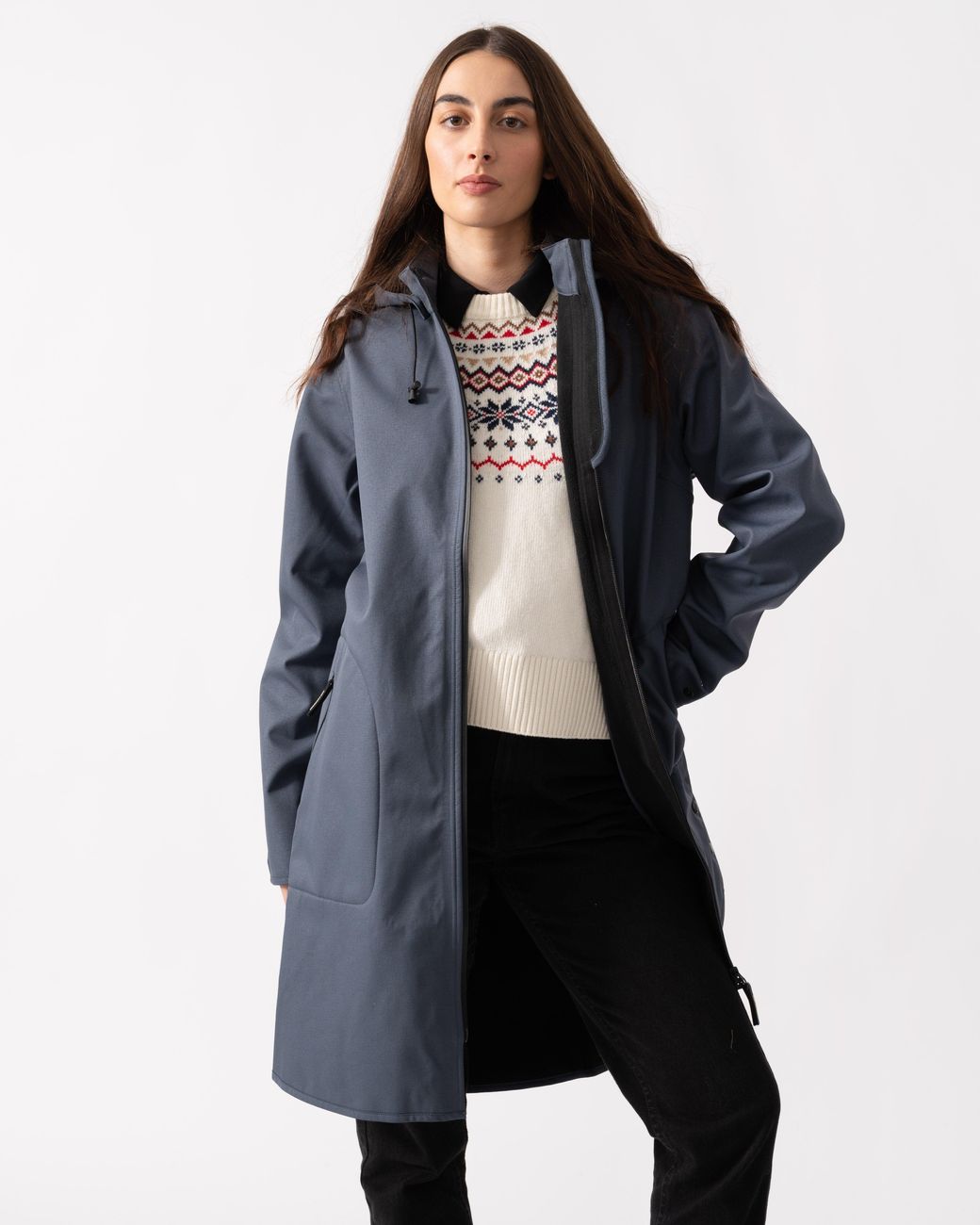 Ilse Jacobsen Blue Rain A-Line Softshell Raincoat