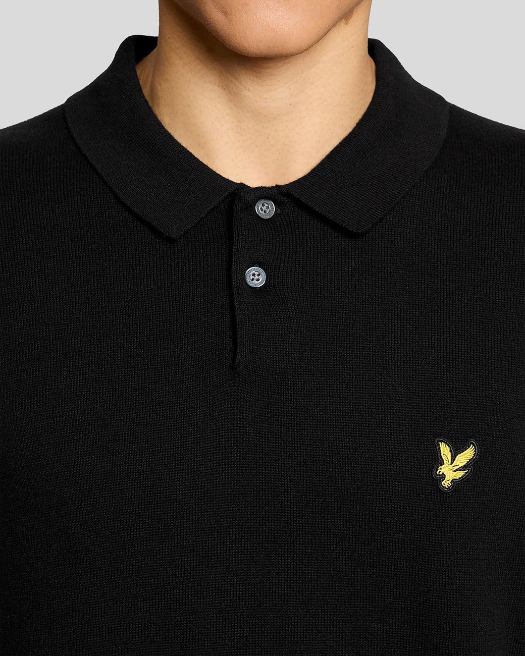Lyle & Scott Black Cotton Knitted Polo Shirt for men