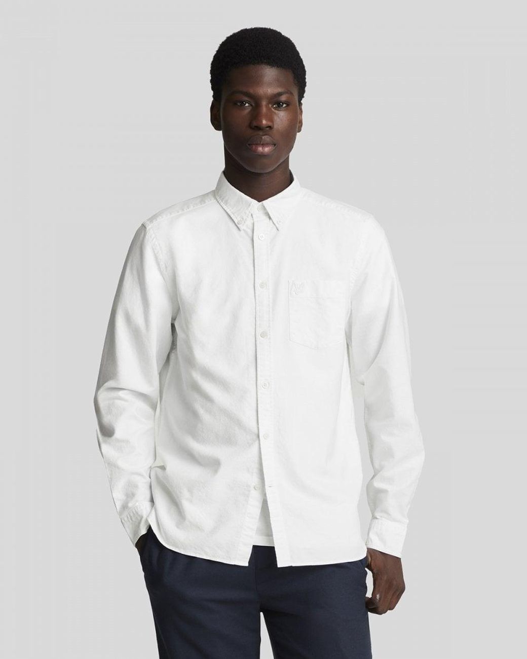 Lyle & Scott White Tonal Button Down Oxford Shirt for men