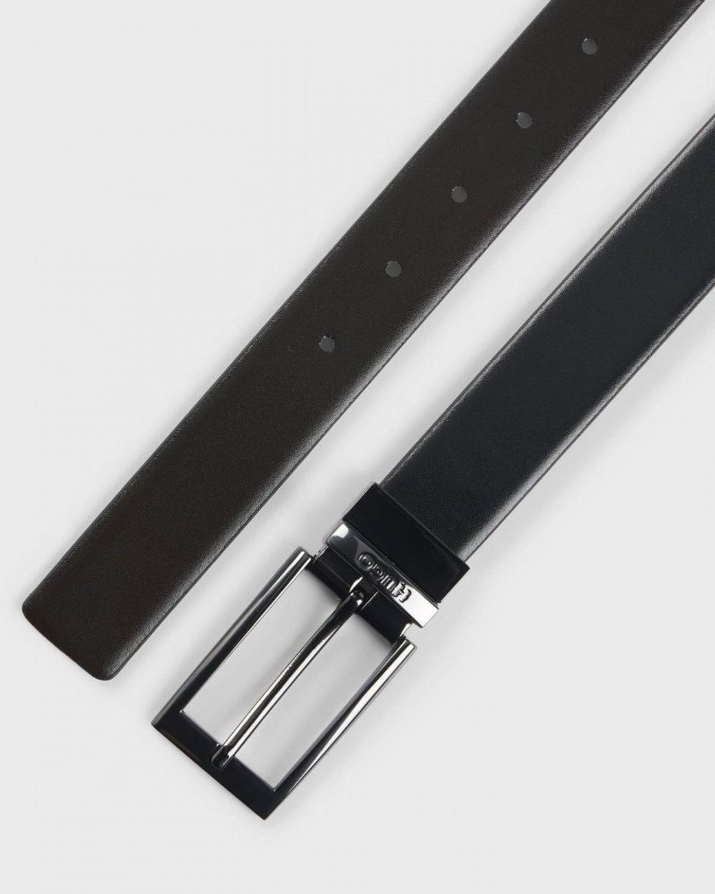 HUGO Black Elvio Reversible Leather Belt With Branded Keeper Nos for men