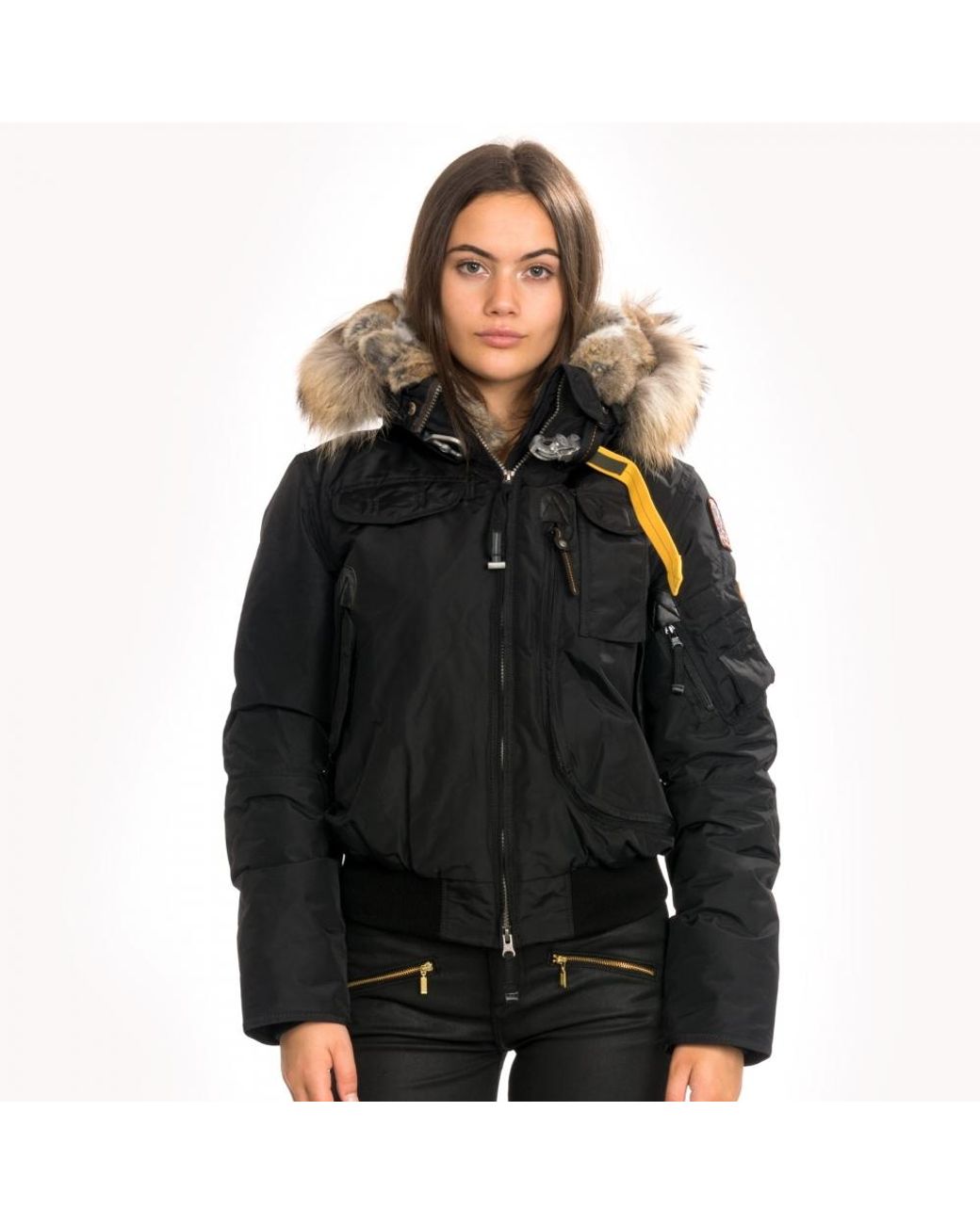 Parajumpers Gobi Womens Hooded Bomber Jacket in Black | Lyst