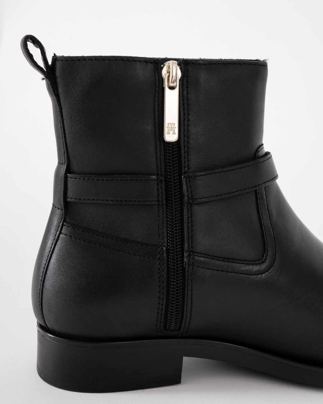 Tommy Hilfiger Black Th Buckle Riding Leather Booties