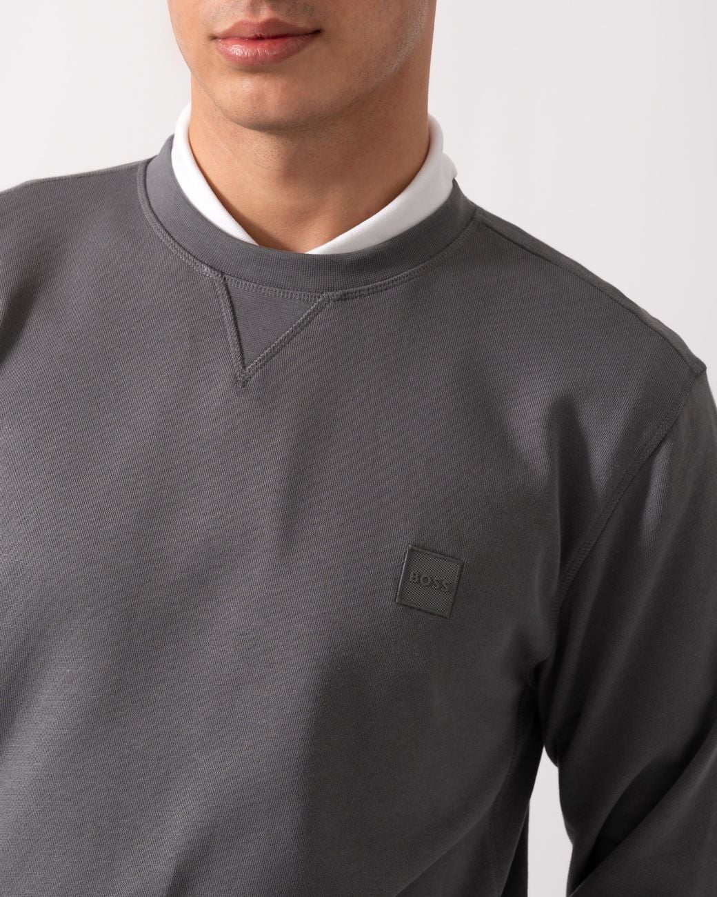 Boss Gray Boss Westart Crew Neck Sweatshirt With Logo Patch for men