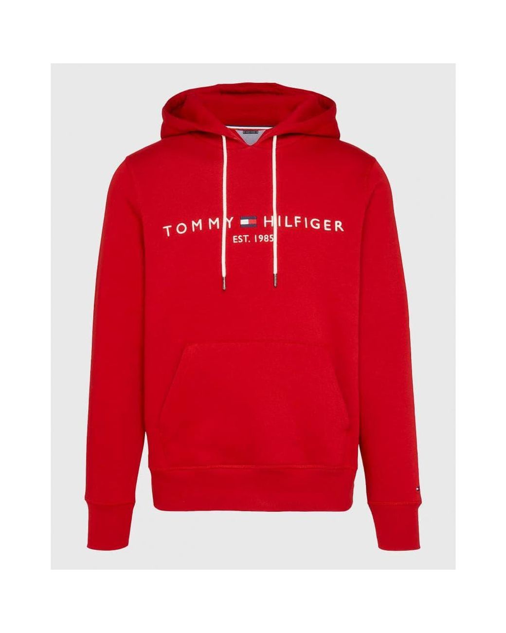 Tommy Hilfiger Tommy Logo Flex Fleece Hoodie in Red for Men | Lyst