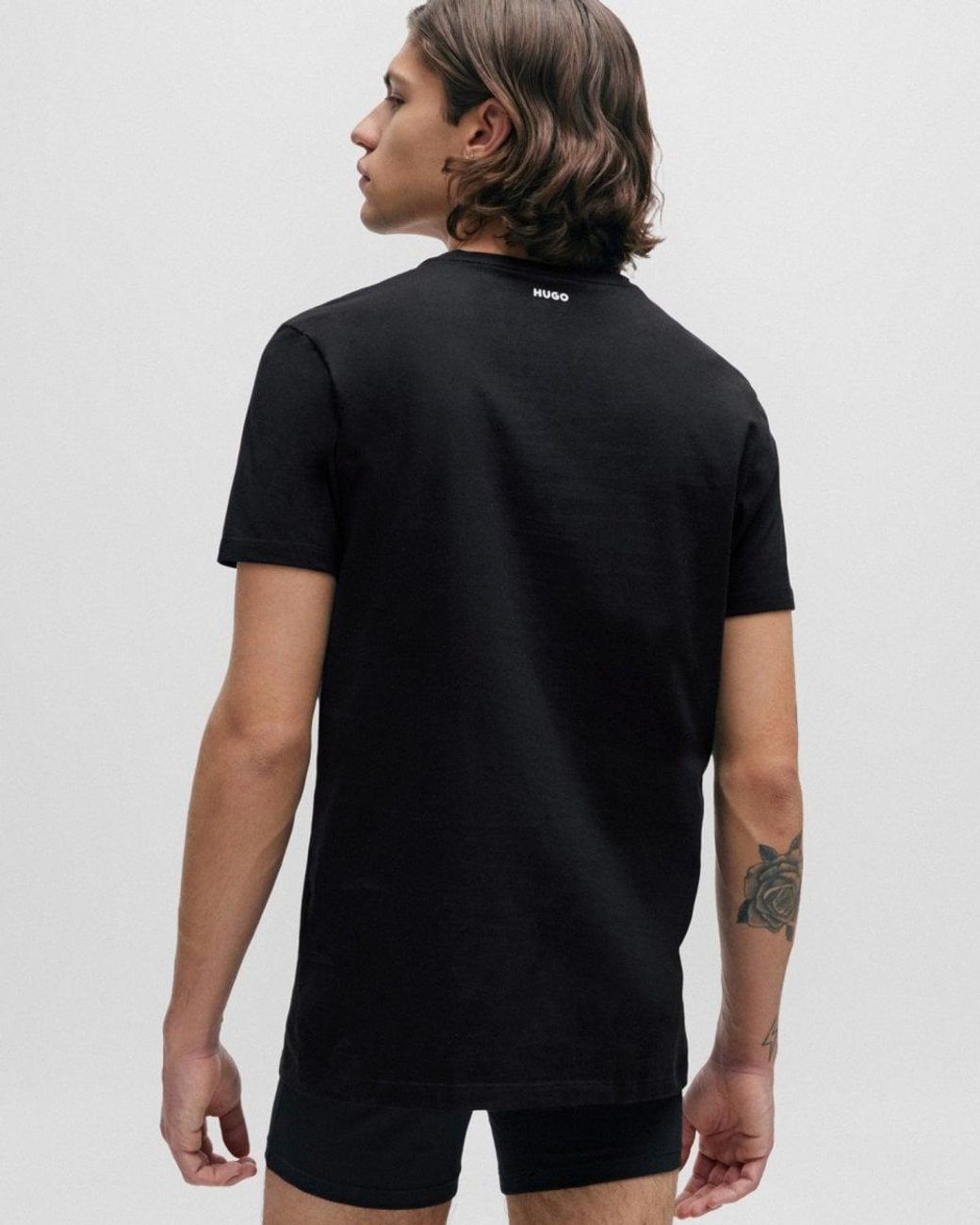 HUGO Black Round Two-Pack Of Slim-Fit T-Shirts for men