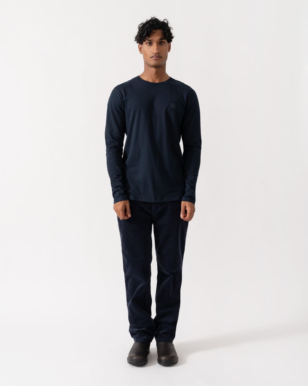 Boss Blue Tacks Long Sleeve T-Shirt With Logo Patch for men