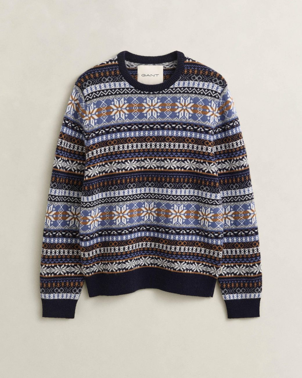 Gant Blue Fair Isle Crew Neck Sweater for men