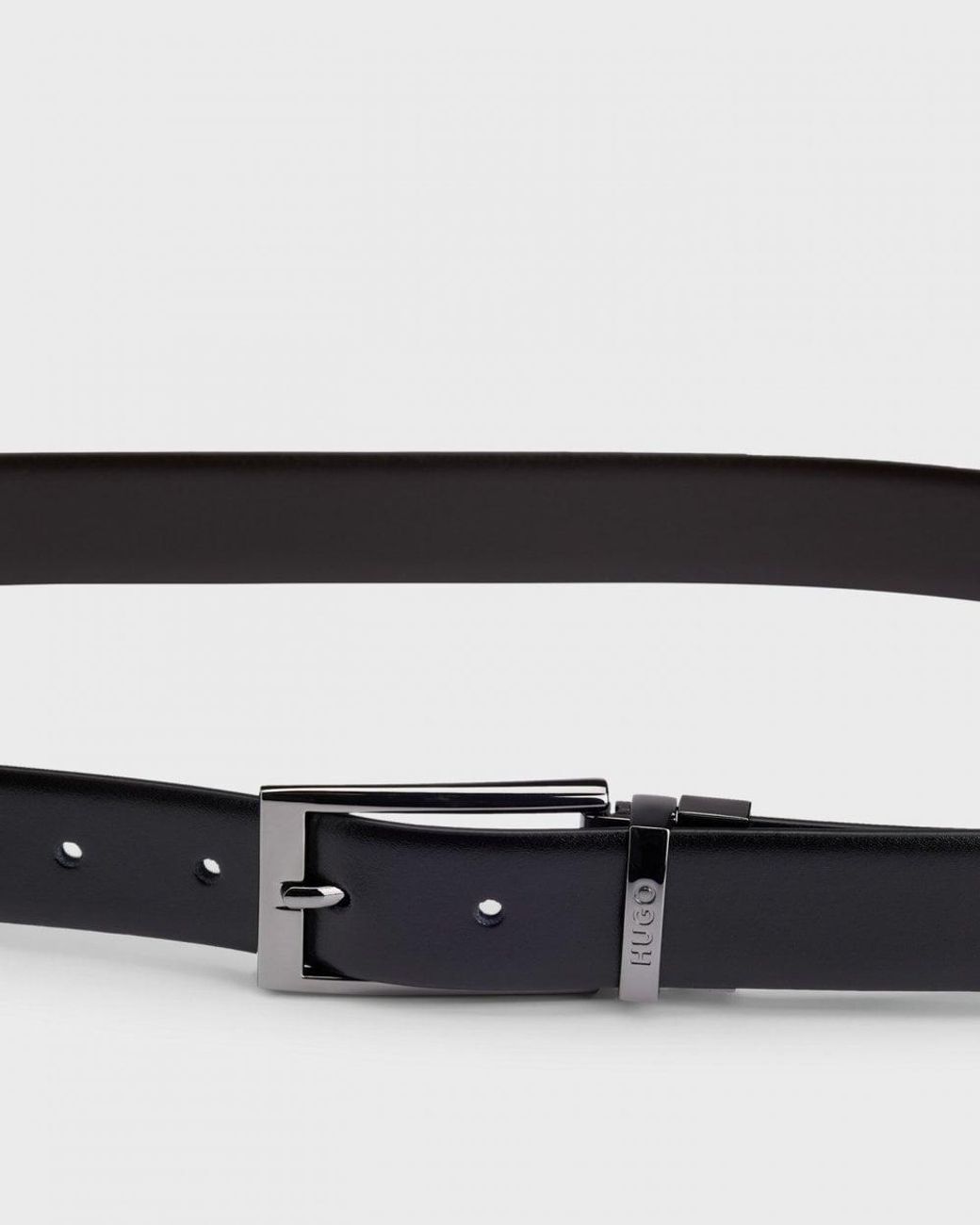 HUGO Black Elvio Reversible Leather Belt With Branded Keeper Nos for men
