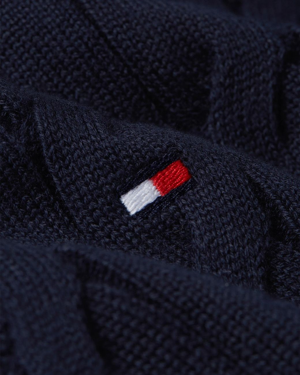 Tommy Hilfiger Blue Classic Cotton Cable Half Zip Mock Sweatshirt for men