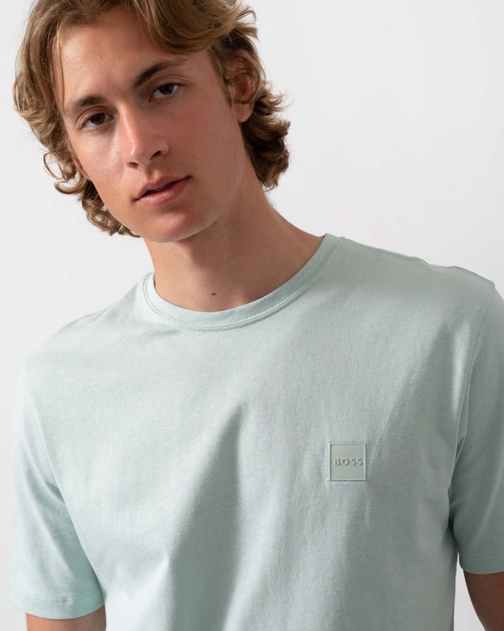 Boss Gray Tales Cotton-Jersey T-Shirt With Logo Patch for men