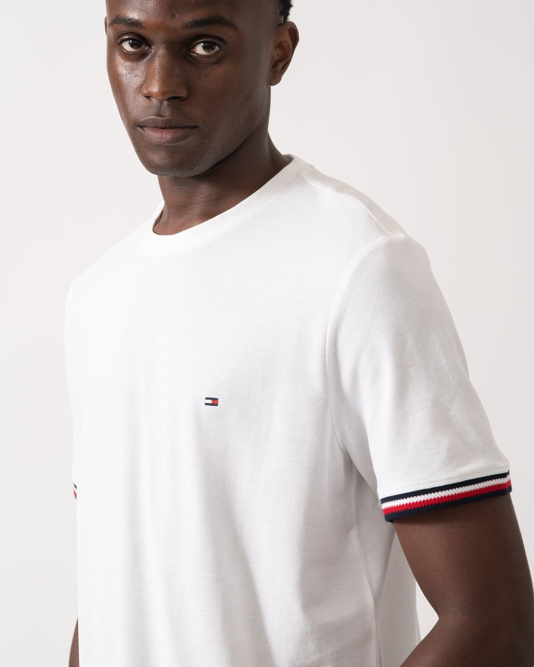 Tommy Hilfiger White Global Strip Cuff T-Shirt for men