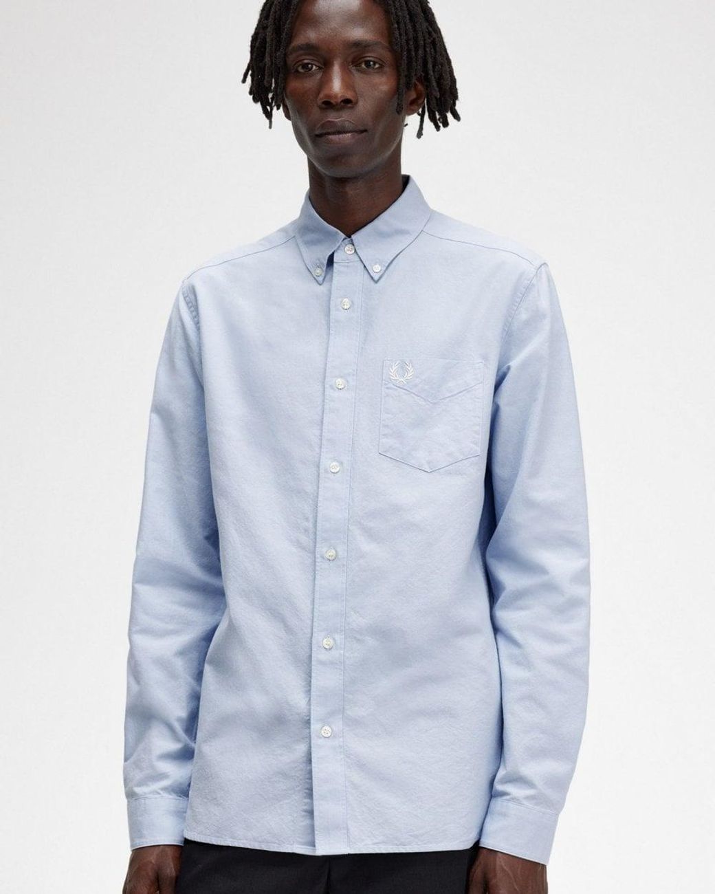 Fred Perry Blue Long Sleeve Oxford Shirt for men