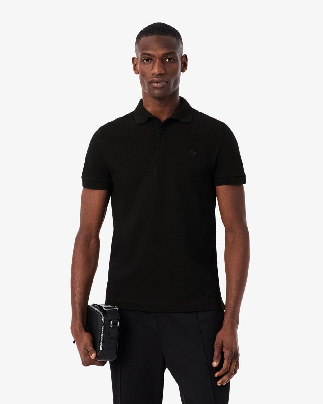 Lacoste Black Smart Paris Stretch Cotton Polo Shirt for men