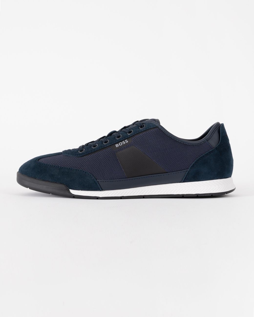 Boss Blue Nitan Mixed Material Trainers With Ridged Outsole for men