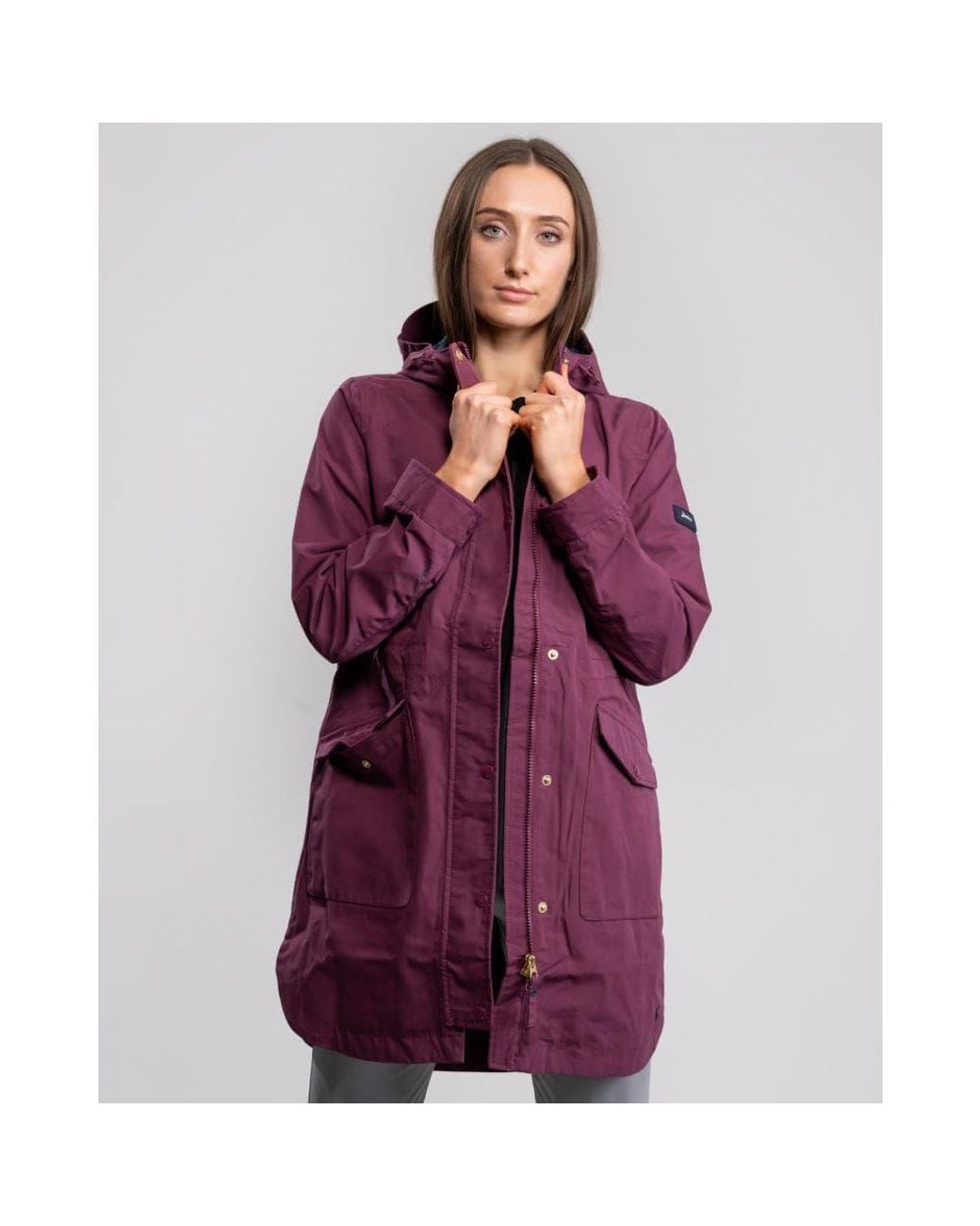 Joules Loxley Longline Waterproof Jacket in Purple | Lyst