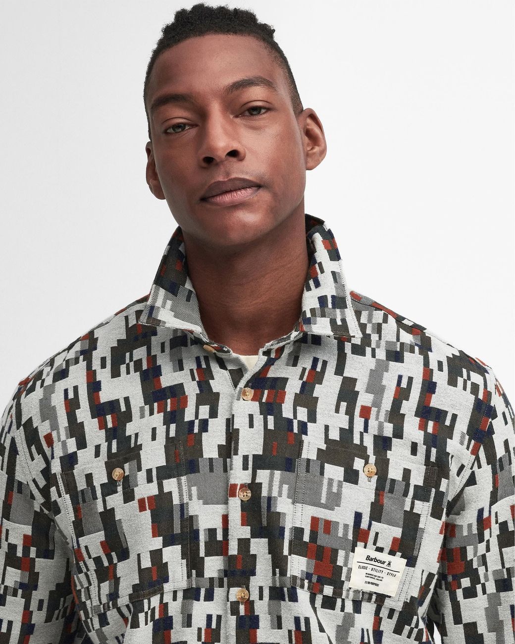 Barbour Metallic Coalbrook Relaxed Long Sleeve Jacquard Shirt Size: L for men