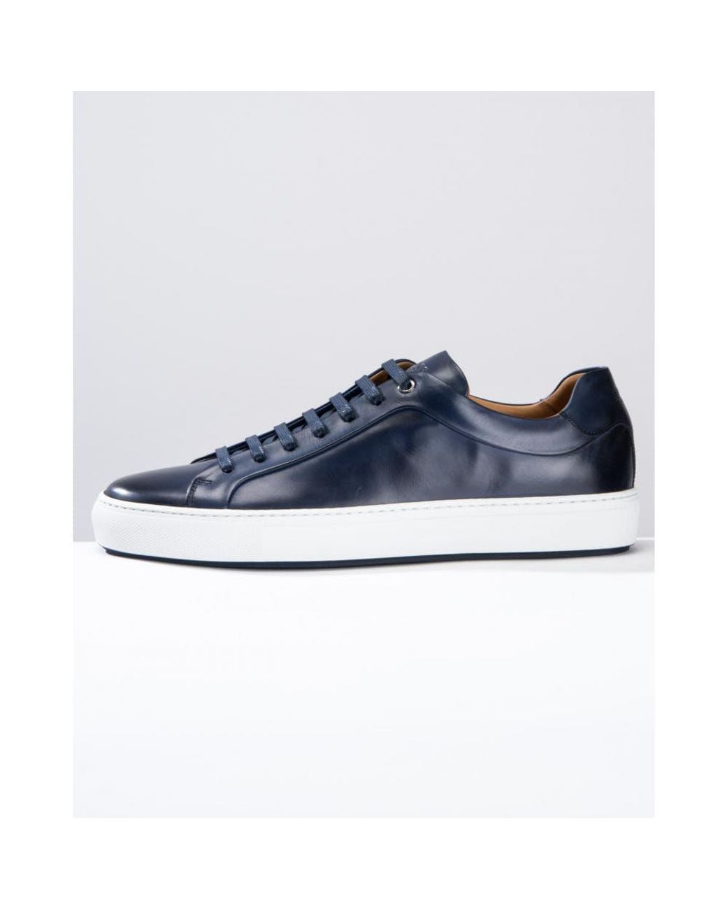 BOSS by HUGO BOSS Mirage Tennis Burnished Leather Trainers in Blue for Men  - Lyst