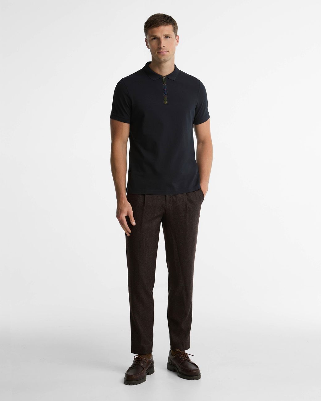 Barbour Blue Stately Zip Polo Shirt for men