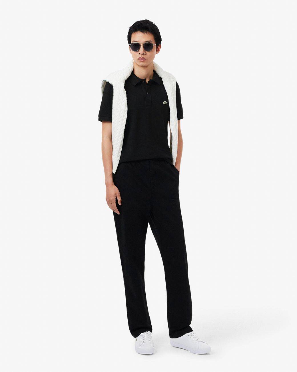 Lacoste Black Original L.12.12 Slim Fit Petit Piqué Cotton Polo Shirt for men