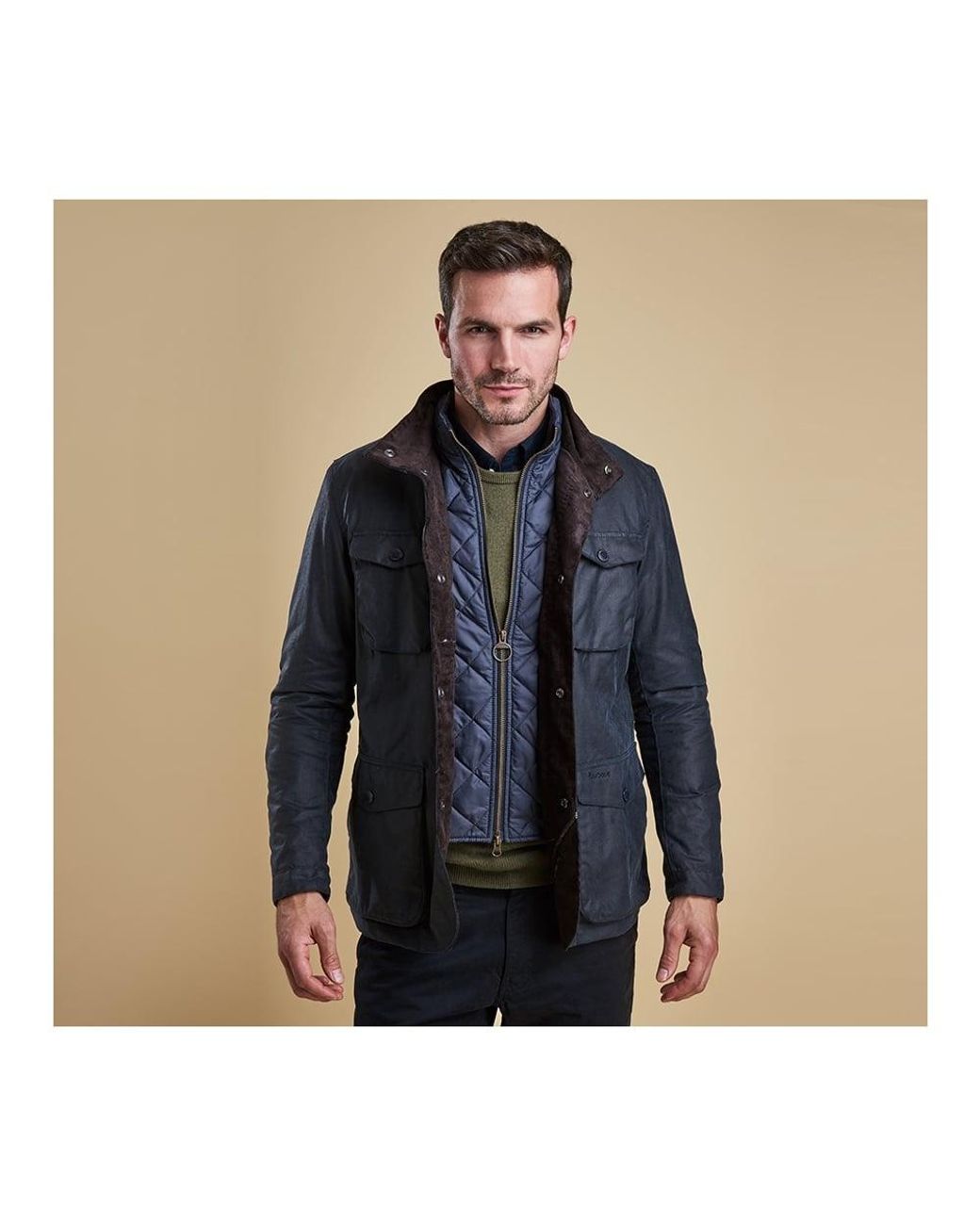 Barbour Cotton Ogston Wax Jacket in Navy (Blue) for Men - Lyst
