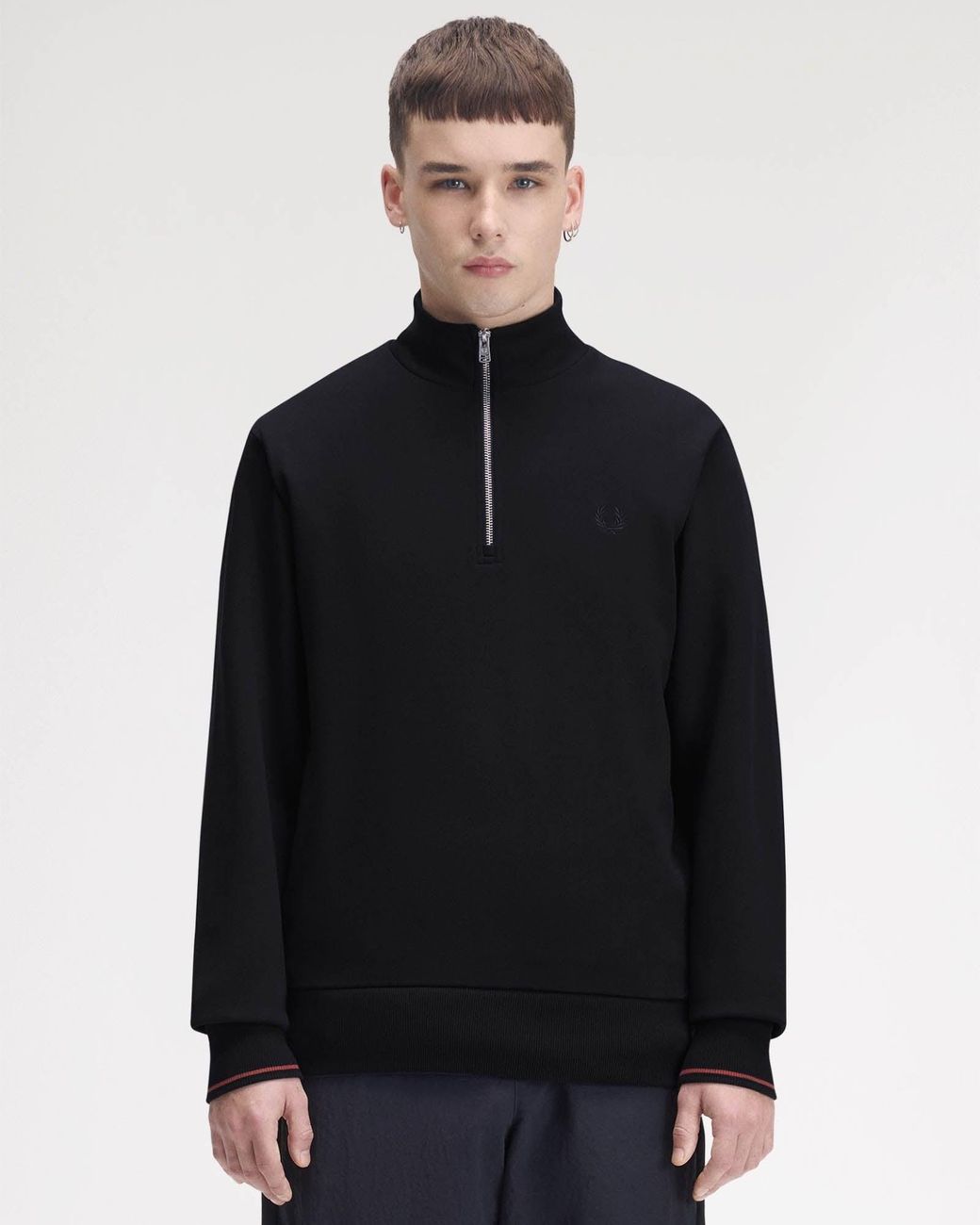 Fred Perry Black Half Zip Sweatshirt for men