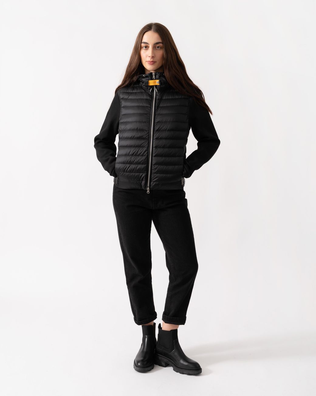 Parajumpers Black Susanna Fleece/Nylon Hooded Jacket
