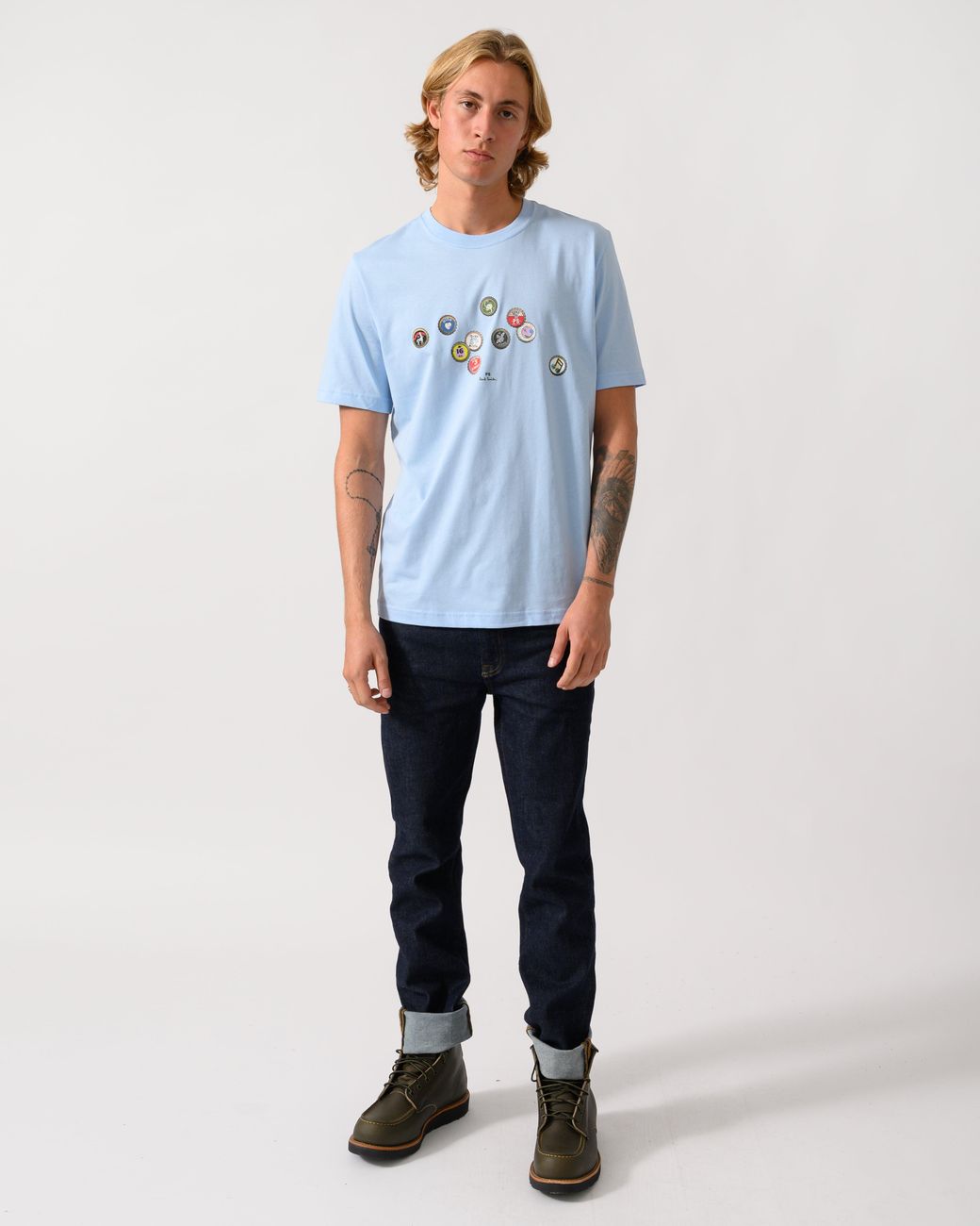 Paul Smith Blue Ps Regular Fit Bottle Tops Graphic T-Shirt for men