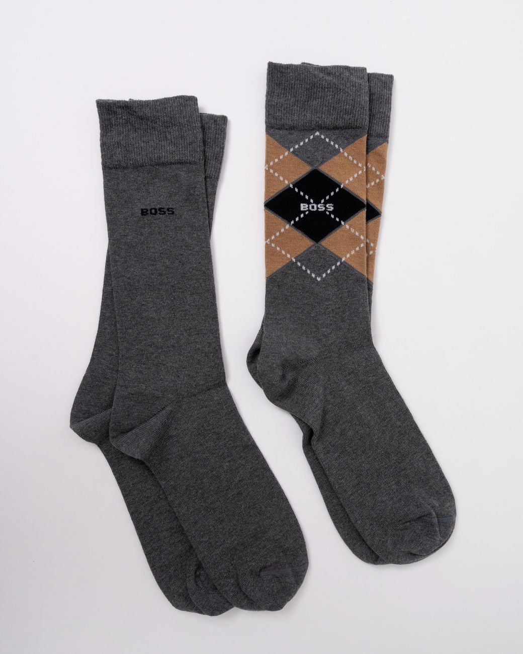 Boss Black 2 Pack Combed Cotton Argyle Socks for men
