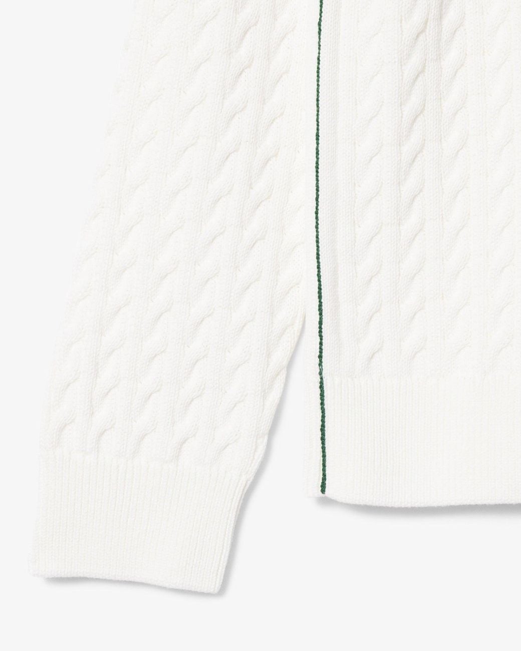 Lacoste White Cable Knit Cotton Jumper for men