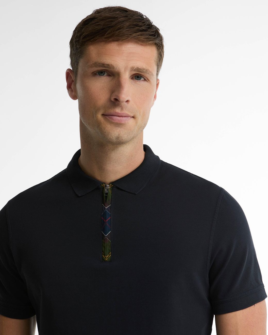 Barbour Blue Stately Zip Polo Shirt for men