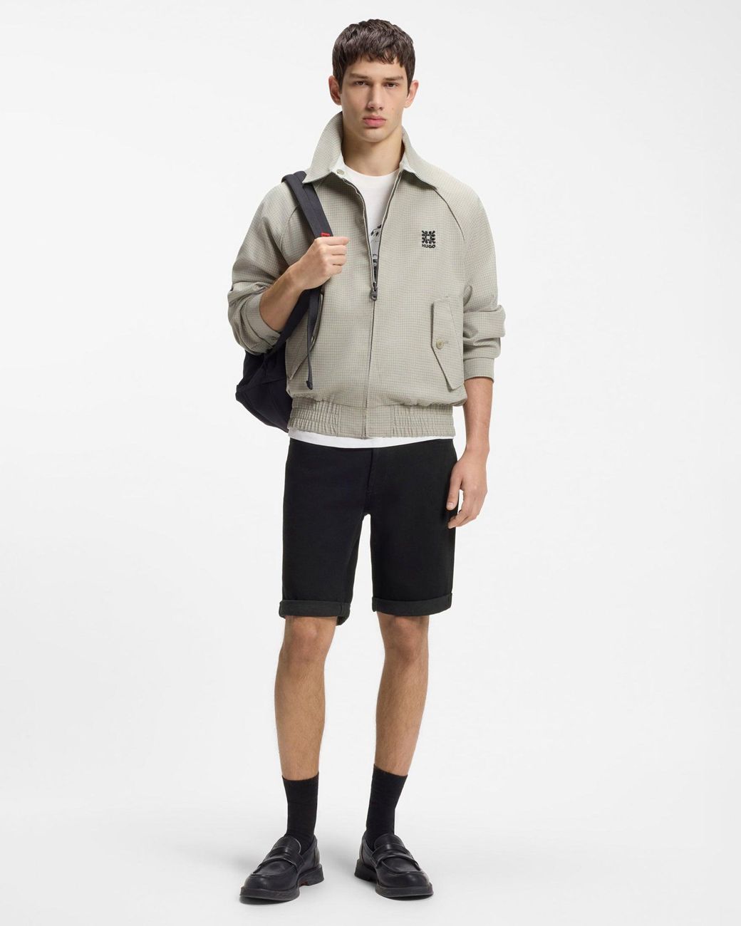 HUGO Black 634 Tapered Fit Denim Shorts for men