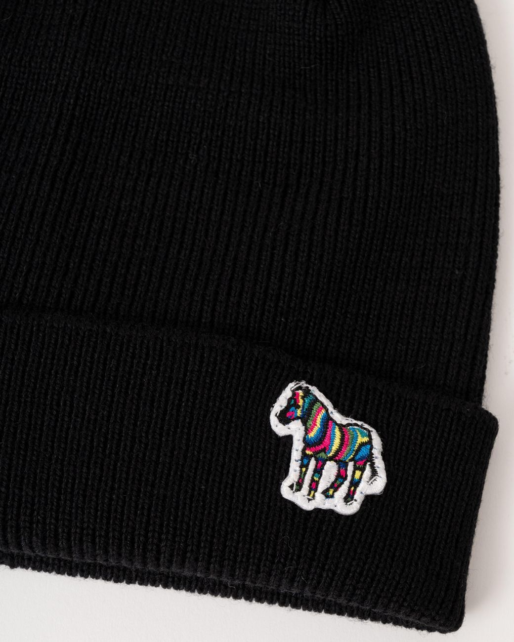 Paul Smith Black Zebra Logo Beanie for men
