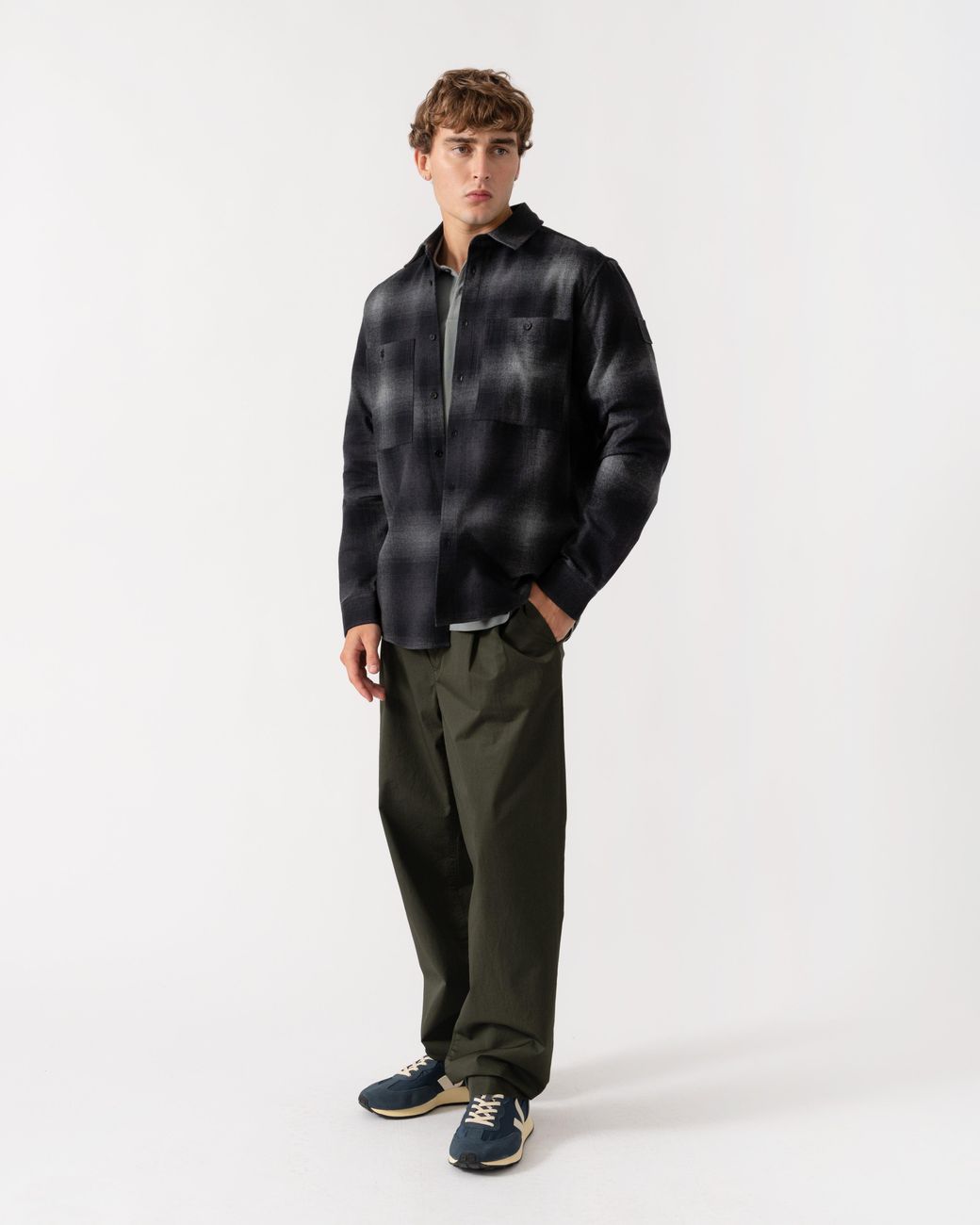 Belstaff Black Outpost Shirt Brushed Cotton Flannel for men