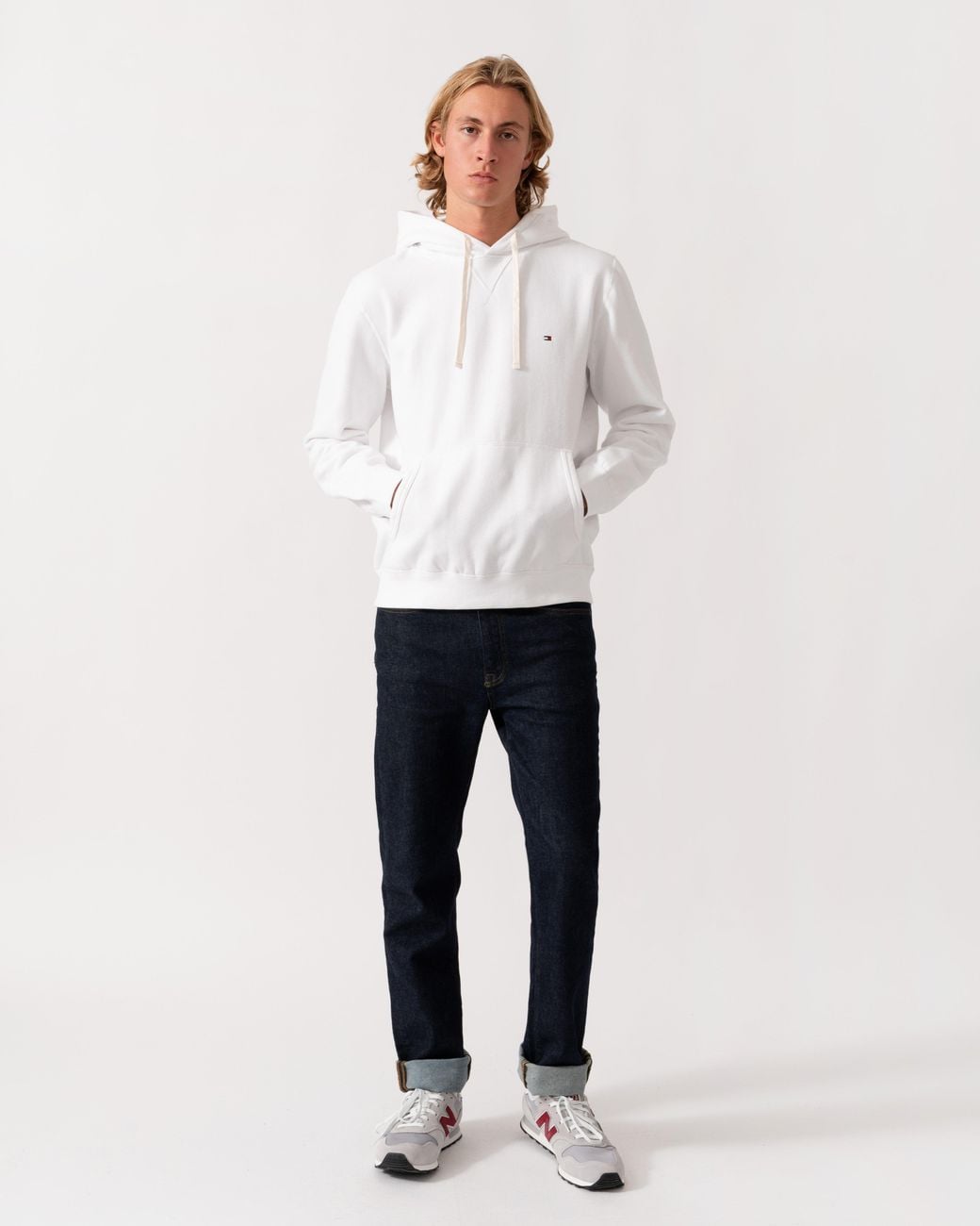 Tommy Hilfiger White Essential Fleece Hoodie for men
