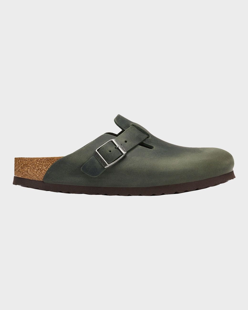 Birkenstock Green Boston Oiled Nubuck Leather Clogs