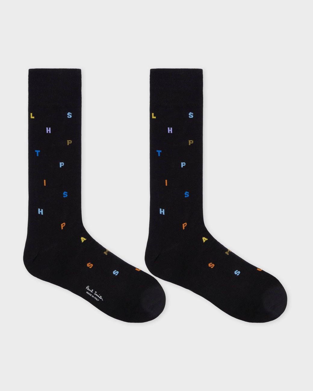 Paul Smith Black Keanu Stamp Pattern Socks for men