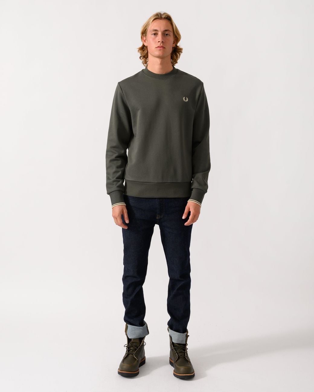 Fred Perry Gray Crew Neck Sweatshirt for men