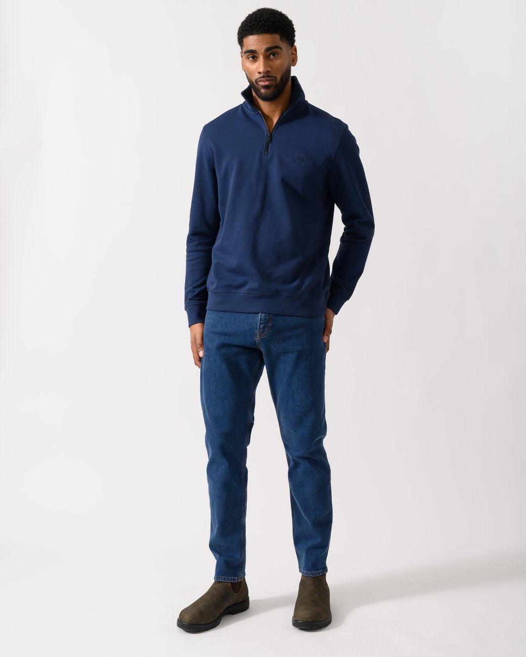 Boss Blue Zetrust 1/4 Zip Sweatshirt for men