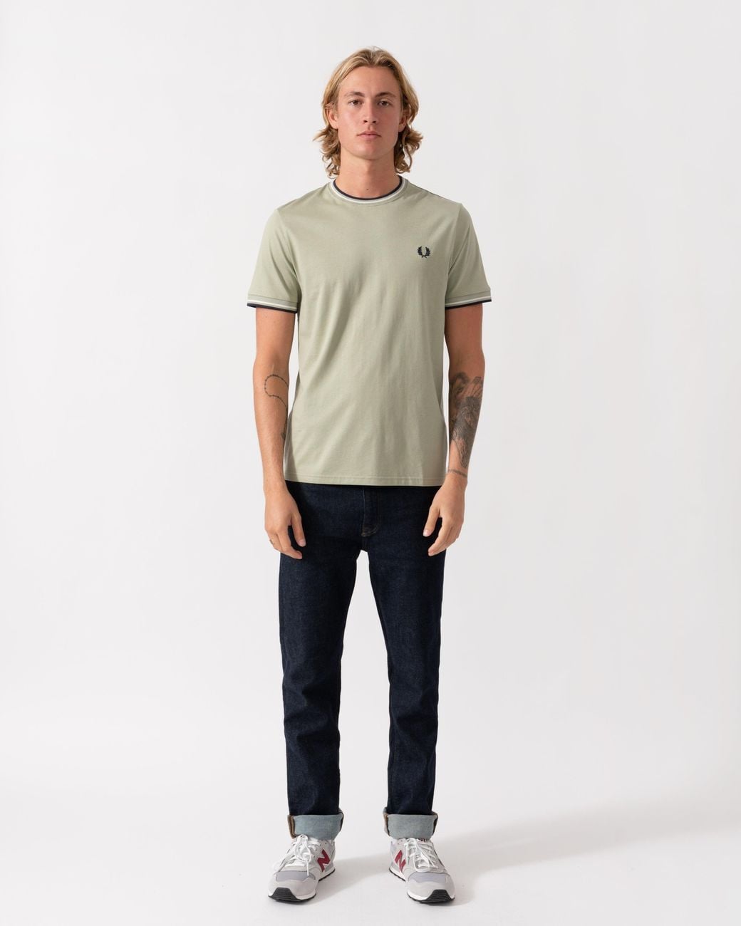 Fred Perry Gray Twin Tipped T-Shirt for men