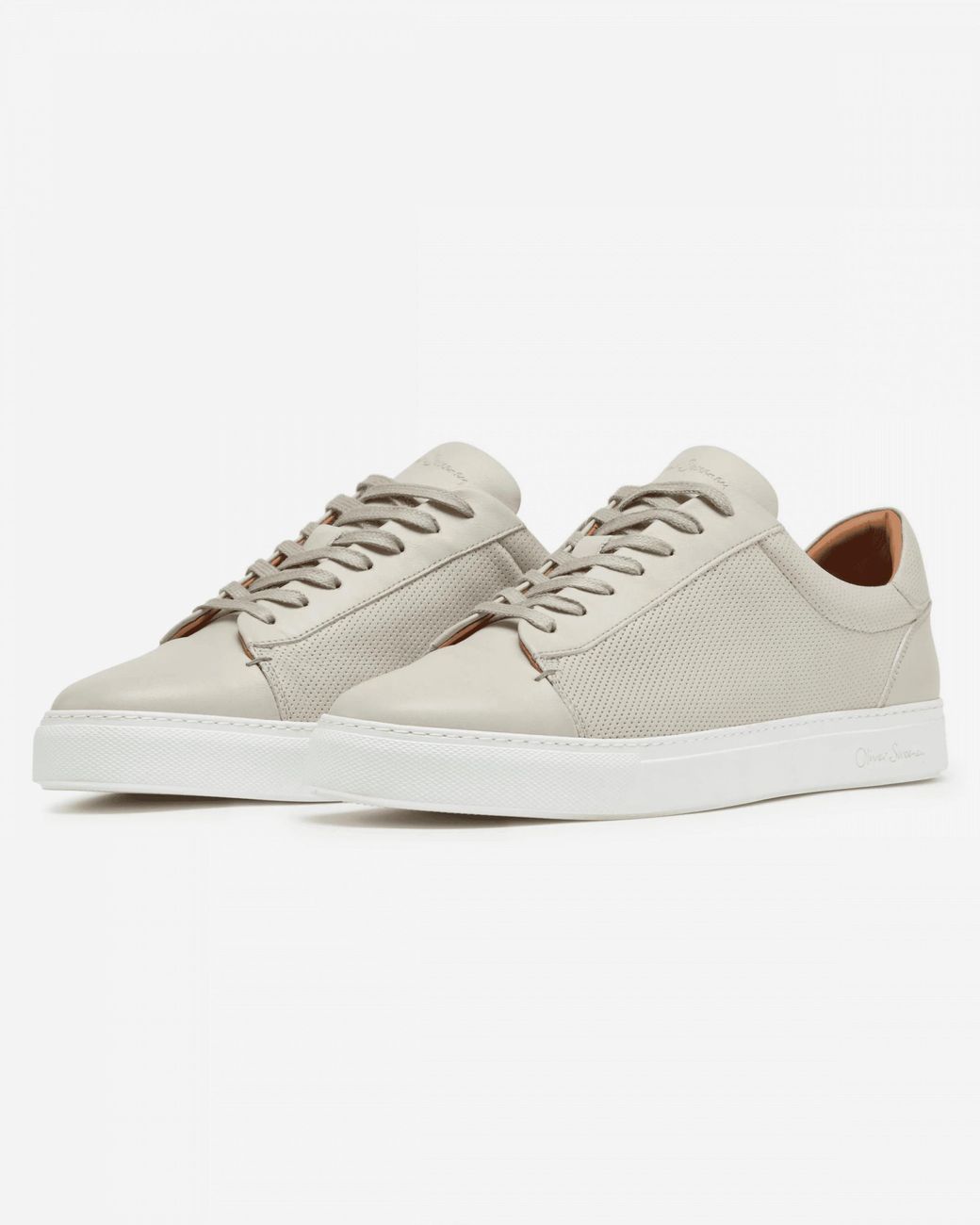 Oliver Sweeney White Almada Perforated Leather Trainers for men