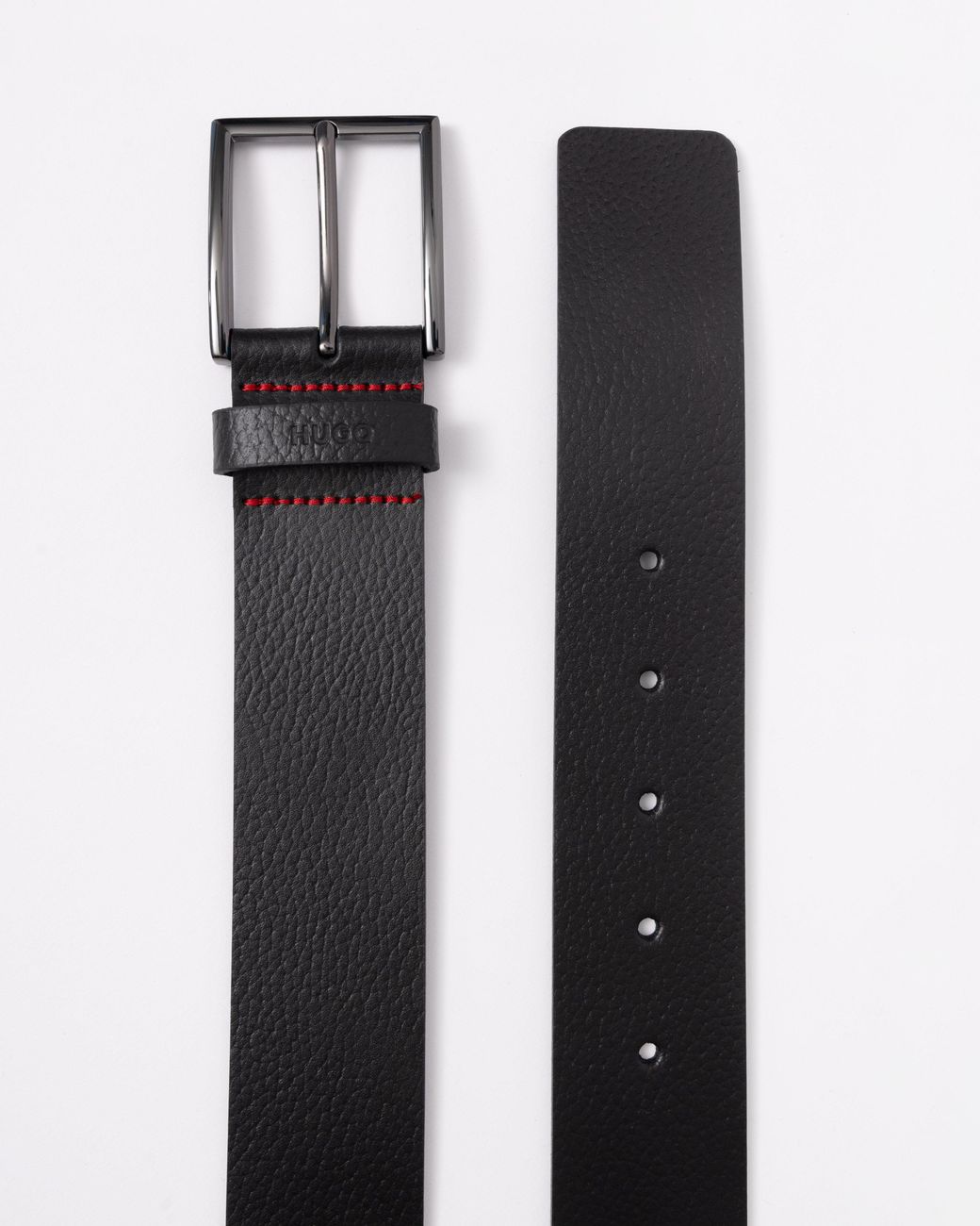 HUGO Black Giaspo-Gr Leather Belt for men